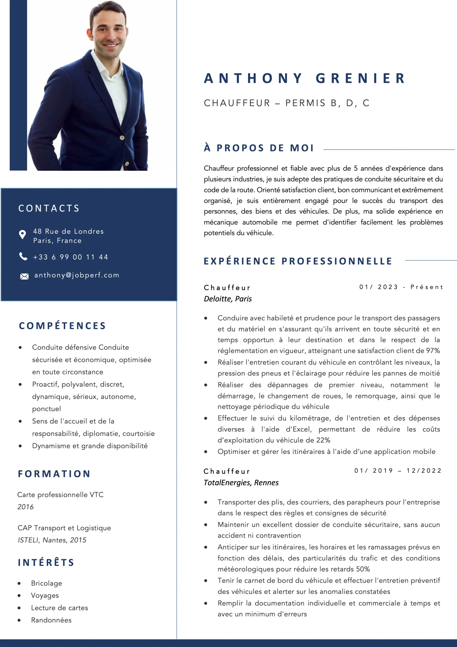 Exemples De Cv Chauffeur Cv Exemples Et Guide 2024 MLIFG